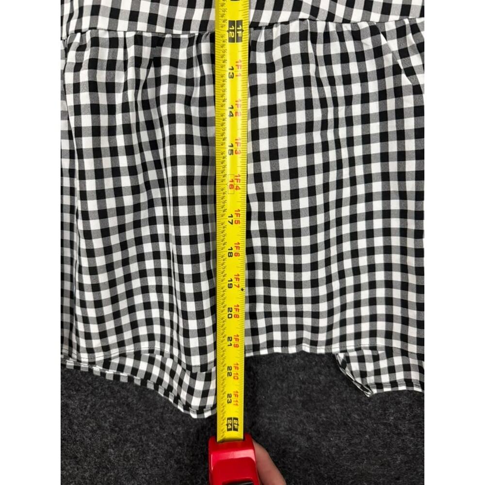 Early Sunset Womens XS Black White Gingham Tie Front Peplum Blouse Long Sleeve - Picture 6 of 7